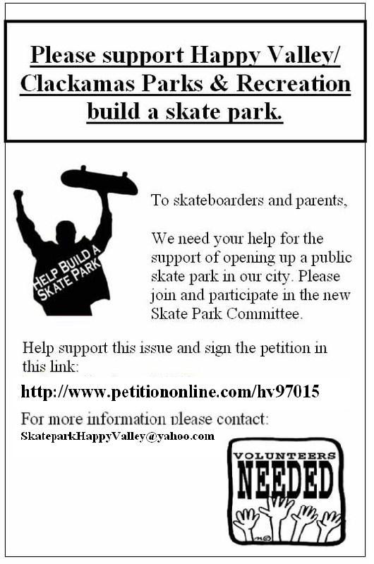 Happy Valley skate park flyer